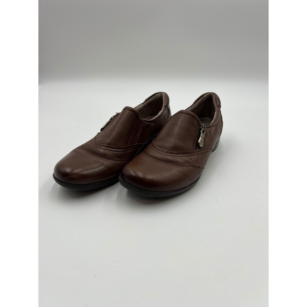 Naturalizer N5 Comfort Brown Leather Side Zip Loafers Womens 8M Shoes